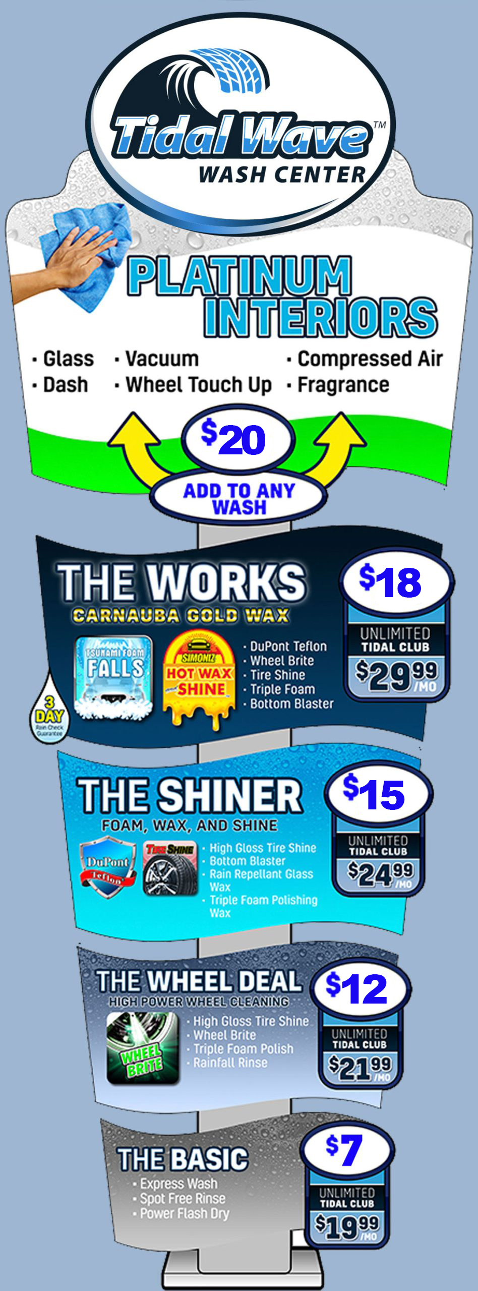 WashCenter Carwash Menu 2023